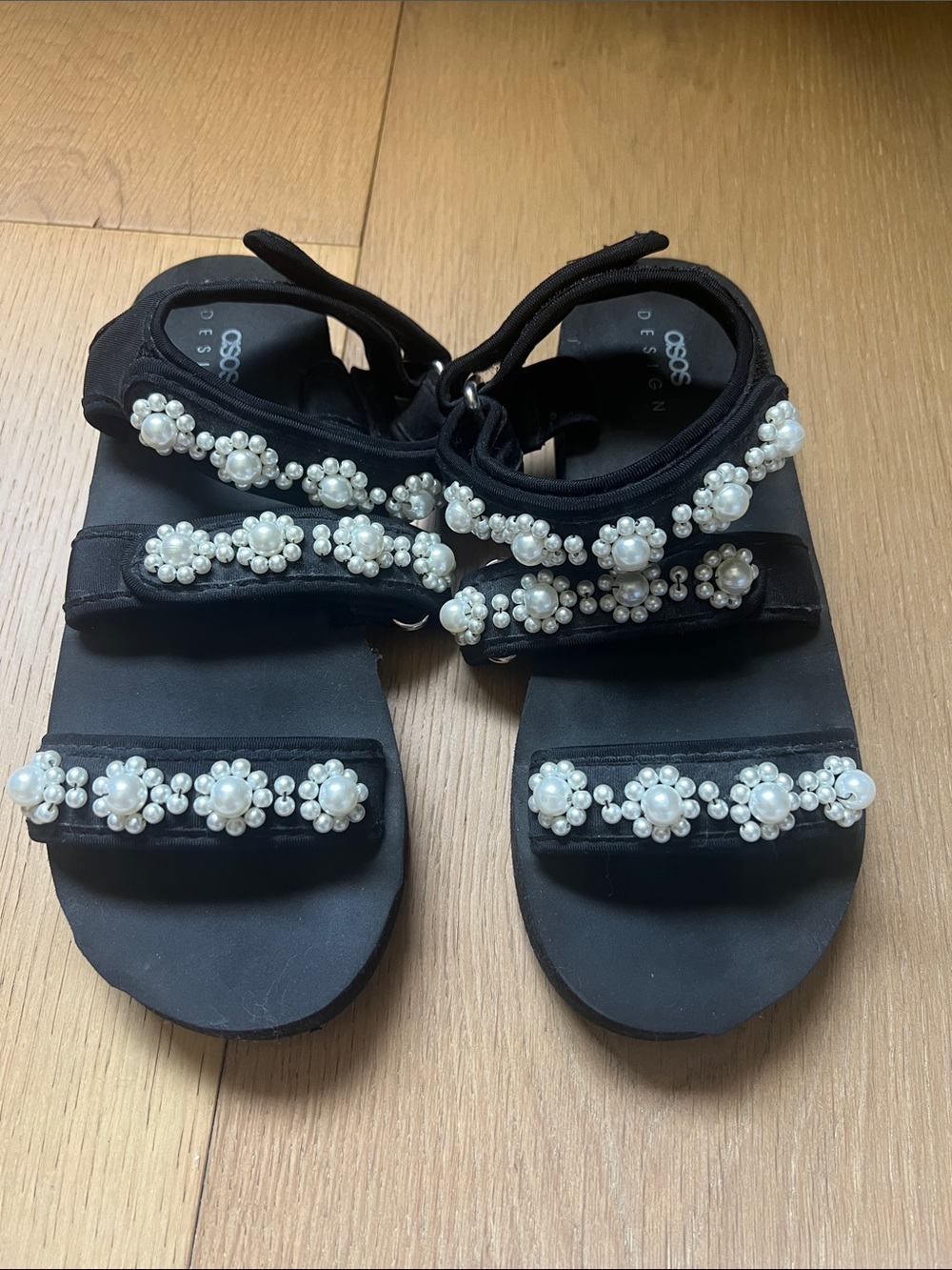 ASOS Black Pearl-Embellished Sandals